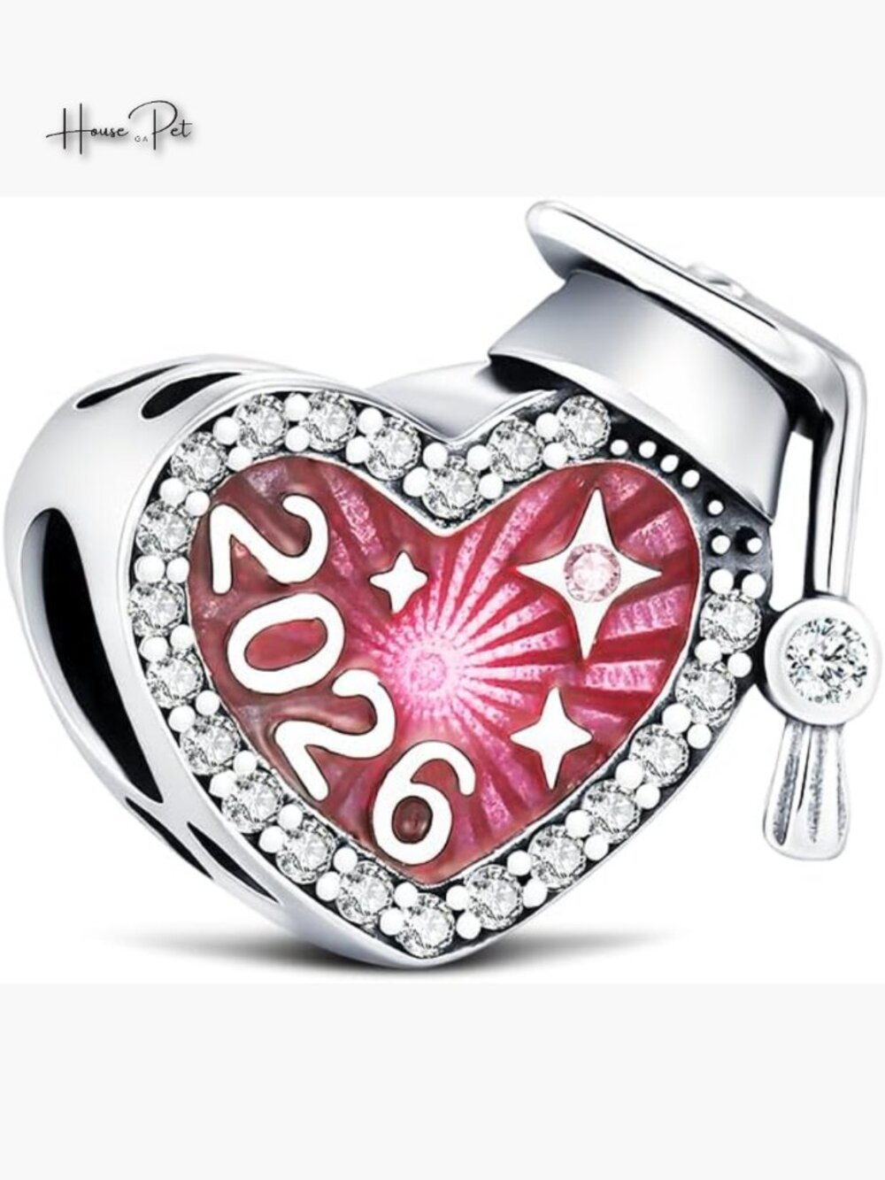 925 Sterling Silver Graduation Cap Charm for Bracelets Class of 2026